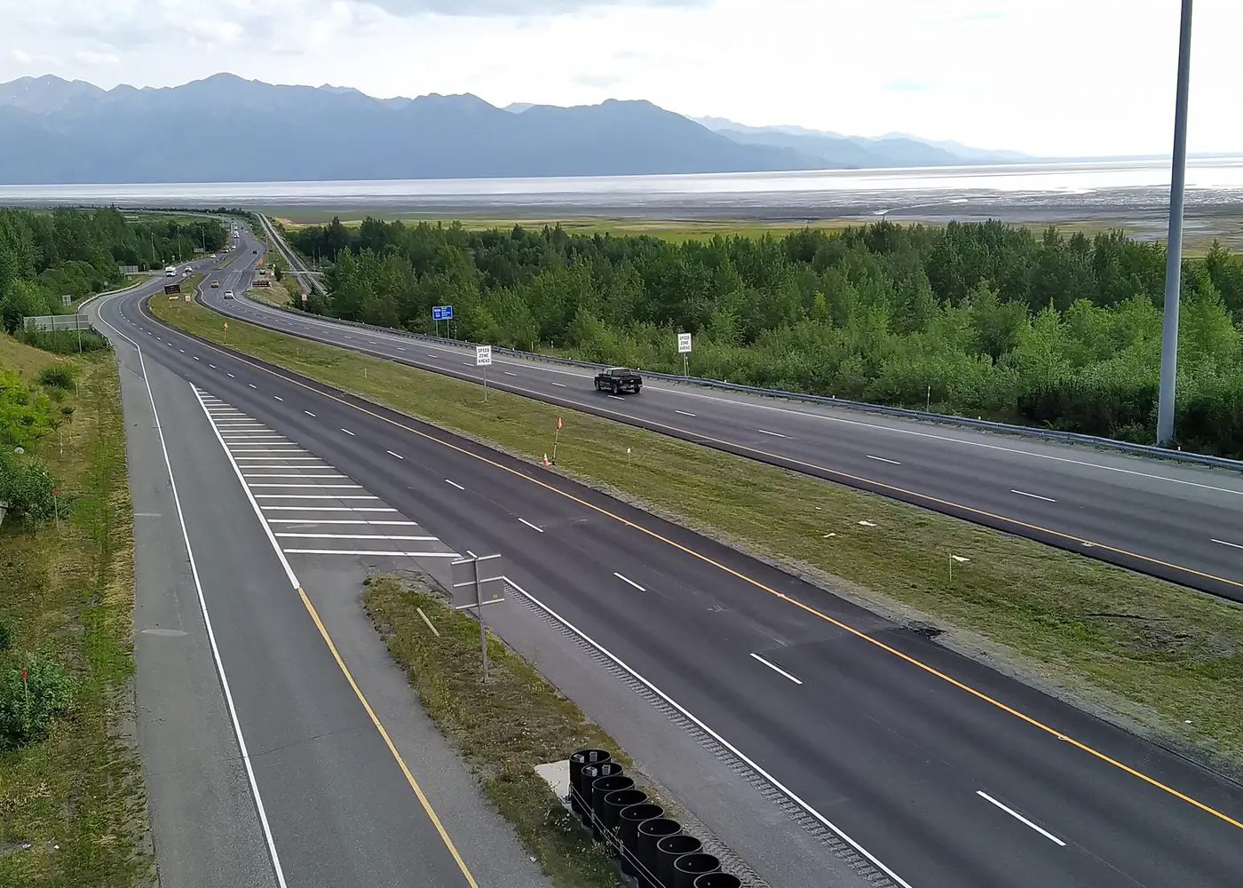 The Seward Highway heading south out of Anchorage